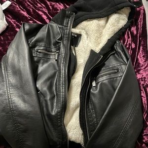 Black lined leather jacket